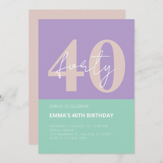 40. Geburtstag Einladung (Vorne/Hinten)