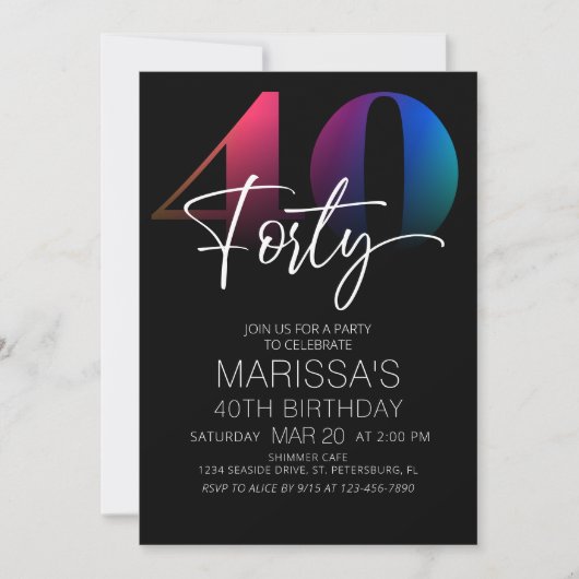 40. Geburtstag Einladung (Vorderseite)