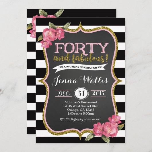 40. Geburtstag Einladung (Vorne/Hinten)