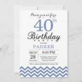 40. Geburtstag Einladung Blau Zickzack (Vorderseite)