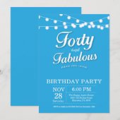 40. Geburtstag Einladung Blue Fabulous (Vorne/Hinten)