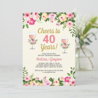 40. Geburtstag Einladung Floral