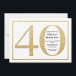 40. Geburtstag Einladung Gold Glitzer<br><div class="desc">40. Geburtstag Einladung. Gold Glitzer Geburtstagsparty mit weißem Hintergrund einladen. Überraschung Geburtstag. Erwachsener zum Geburtstag. Männer oder Frauen schwindeln Party. Für weitere Anpassungen klicken Sie bitte auf die Schaltfläche "Anpassen" und verwenden Sie unser Designwerkzeug,  um diese Vorlage zu ändern.</div>