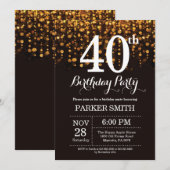 40. Geburtstag Einladung Gold Glitzer (Vorne/Hinten)