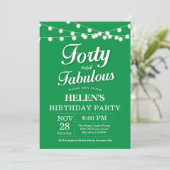 40. Geburtstag Einladung Grün fabelhaft (Stehend Vorderseite)