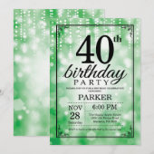40. Geburtstag Einladung Grüner Glitzer (Vorne/Hinten)