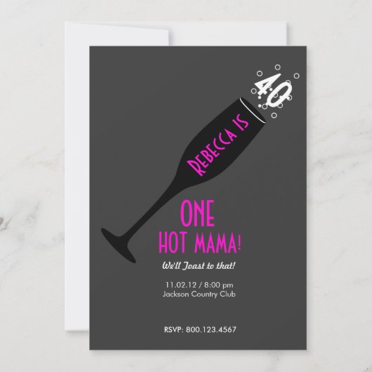 40. Geburtstag Einladung - Hot Mama Cheers! (Rückseite)