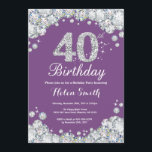 40. Geburtstag Einladung Lila und Silver Diamond<br><div class="desc">40. Geburtstag Einladung. Lila und silber Kristall Diamond. Eleganter Geburtstag Bash einladen. Erwachsener zum Geburtstag. Frauen zum Geburtstag. Männer zum Geburtstag. Für weitere Anpassungen klicken Sie bitte auf die Schaltfläche "Anpassen" und verwenden Sie unser Designwerkzeug,  um diese Vorlage zu ändern.</div>