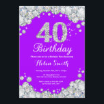 40. Geburtstag Einladung Lila und Silver Diamond<br><div class="desc">Einladung zum 40. Geburtstag. Lila und Silberner Kristall Diamond. Elegante Birthday Bash laden. Erwachsener Geburtstag. Frauen zum Geburtstag. Männer zum Geburtstag.
Für weitere Anpassungen klicken Sie bitte auf die Schaltfläche "Anpassen" und verwenden Sie unser Designwerkzeug,  um diese Vorlage zu ändern.</div>