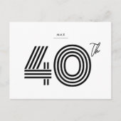 40. Geburtstag Einladung Minimalistische Postkarte (Vorderseite)