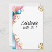 40. Geburtstag Einladung mit rosa & blauen Ribbons (Rückseite)