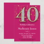 40. Geburtstag Einladung Pink Gold Diamonds Adult (Vorne/Hinten)