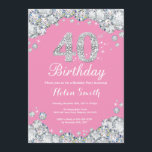40. Geburtstag Einladung Rosa und Silver Diamond<br><div class="desc">Einladung zum 40. Geburtstag. Rosa und Silber Kristall Diamond. Elegante Birthday Bash laden. Erwachsener Geburtstag. Frauen zum Geburtstag. Männer zum Geburtstag.
Für weitere Anpassungen klicken Sie bitte auf die Schaltfläche "Anpassen" und verwenden Sie unser Designwerkzeug,  um diese Vorlage zu ändern.</div>