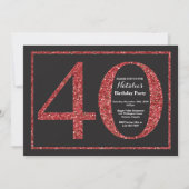 40. Geburtstag Einladung Roter Glitzer Chalkboard (Vorderseite)
