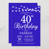 40. Geburtstag Einladung Royal Blue (Vorne/Hinten)