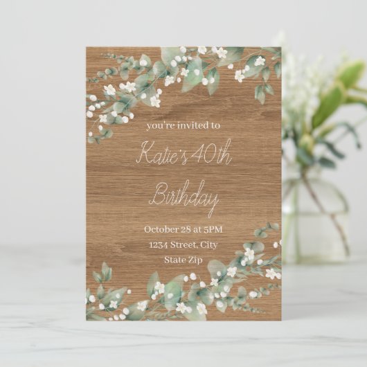 40. Geburtstag Einladung - Rustikale Vegetation |  (Stehend Vorderseite)