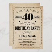 40. Geburtstag Einladung Rustikale Vintage Retro (Vorne/Hinten)
