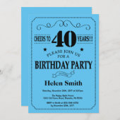 40. Geburtstag Einladung Schwarz und Blau (Vorne/Hinten)