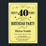 40. Geburtstag Einladung Schwarz und Gelb<br><div class="desc">40. Geburtstag Einladung Schwarz und Gelb Typografie. Schwarz und Gelb Hintergrund. Erwachsener Geburtstag. Männer oder Frauen zum Geburtstag. Kinder Junge oder Mädchen Lady Teenage Teenage Bday Einladen. 13. 15. 16. 18. 20. 21. 30. 40. 50. 60. 70. 80. 90. 100. Jedes Alter. Für weitere Anpassungen klicken Sie bitte auf die...</div>