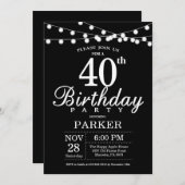 40. Geburtstag Einladung Schwarz und Weiß (Vorne/Hinten)