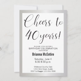 40. Geburtstag Einladung Silver Black Moderne