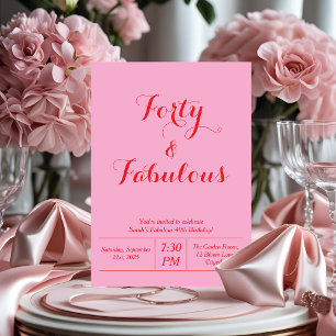 40. Geburtstag Einladung von Fabul Pink & Red