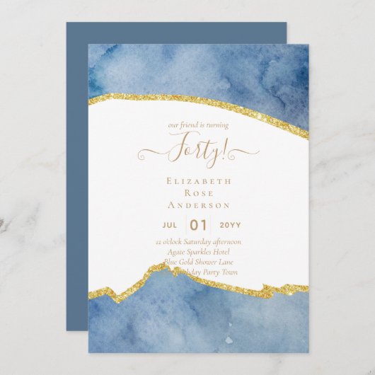 40. Geburtstag Einladungen Glamour Girly Modern FU (Vorne/Hinten)