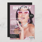 40. Geburtstag Einladungen Magazine Cover (Vorne/Hinten)