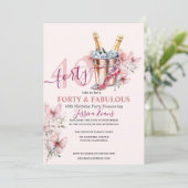 40. Geburtstag Einladungen Rose Gold Elegant Rosa (Stehend Vorderseite)