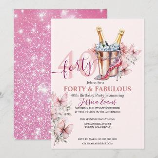 40. Geburtstag Einladungen Rose Gold Elegant Rosa