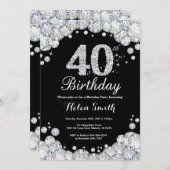 40. Geburtstag Einladungs-Chalkboard Silver Diamon Einladung (Vorne/Hinten)