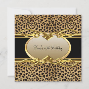 40. Geburtstag Elegant Klassisch Gold Schwarz Leop Einladung