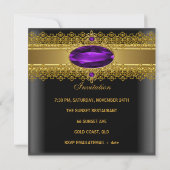 40. Geburtstag Elegant Lace Lila Gold Einladung (Rückseite)