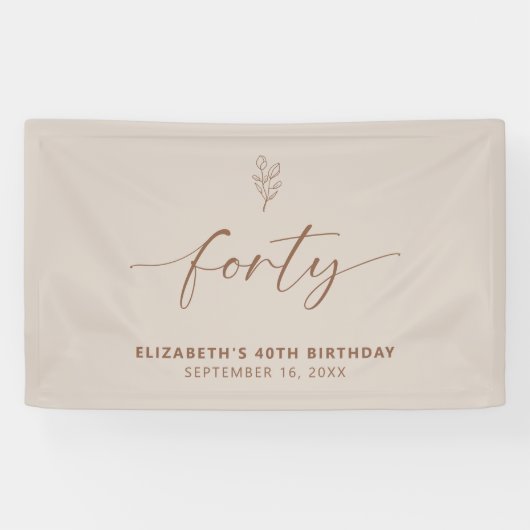 40. Geburtstag Elegant Minimal Boho Banner (Horizontal)