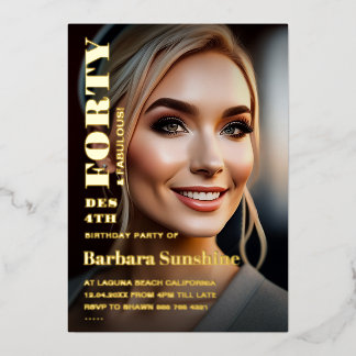 40. Geburtstag Elegant Modern Magazine Gold Folieneinladung