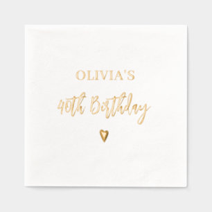 40. Geburtstag Elegant Modernes Herz Gold Servietten Mit Folie