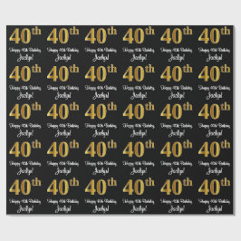 40. Geburtstag: Elegante Luxuriöse Imitats Gold Lo Geschenkpapier