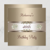 40. Geburtstag Eleganter Kaffee Creme Biege Einlad Einladung (Vorne/Hinten)