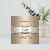 40. Geburtstag Eleganter Kaffee Creme Biege Einlad Einladung (Stehend Vorderseite)