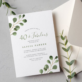 40. Geburtstag elegantes eucalyptus grün Party Einladung