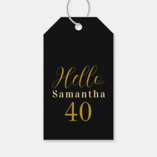 40. Geburtstag Elegantes Personalisiertes Schwarze Geschenkanhänger