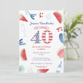 40. Geburtstag Erwachsene nur Pool Party Cookout Einladung (Stehend Vorderseite)