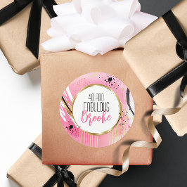 40. Geburtstag Fabelhaftes Abstrakt rosa Retro Runder Aufkleber