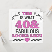 40. Geburtstag Fabulous Karte (Vorderseite/Rückseite Beispiel)