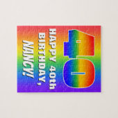 40. Geburtstag: Farbenfroh, Fun Rainbow Pattern # Puzzle (Horizontal)