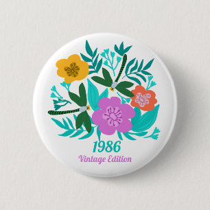40. Geburtstag farbenfroh modern floral elegant Button