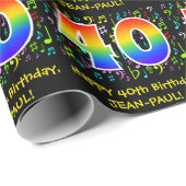 40. Geburtstag: Farbige Musiksymbole, Regenbogen 4 Geschenkpapier (Rolleneckpunkt)