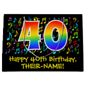 40. Geburtstag - Farbige Musiksymbole, Regenbogen Große Geschenktüte (Vorderseite)