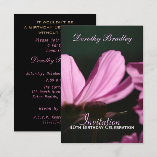 40. Geburtstag Feier Kosmos Custom Einladung (Vorne/Hinten)