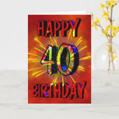 40. Geburtstag Feuerwerk Karte (Gelbe Blume)